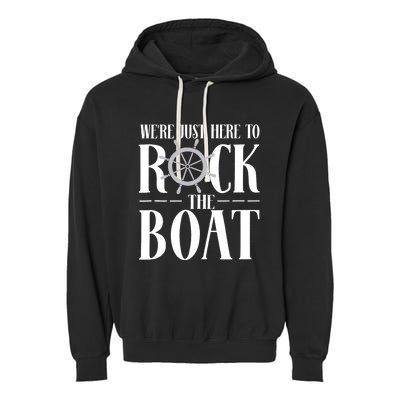 We're Just Here to Rock the Boat Family Matching Cruise Garment-Dyed Fleece Hoodie