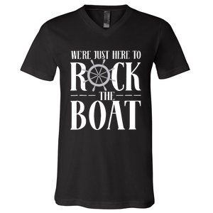 We're Just Here to Rock the Boat Family Matching Cruise V-Neck T-Shirt