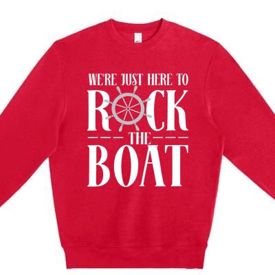 We're Just Here to Rock the Boat Family Matching Cruise Premium Crewneck Sweatshirt