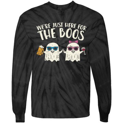 WeRe Just Here For Boos Ghosts Halloween Costume For Couple Tie-Dye Long Sleeve Shirt