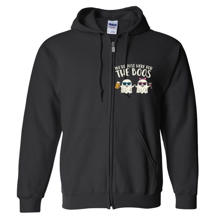 WeRe Just Here For Boos Ghosts Halloween Costume For Couple Full Zip Hoodie