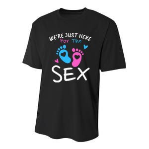 We're Just Here For The Sex Funny Gender Reveal Party Team Youth Performance Sprint T-Shirt