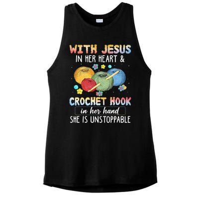 With Jesus In Her Heart & Crochet Hook Ladies PosiCharge Tri-Blend Wicking Tank