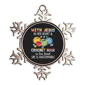 With Jesus In Her Heart & Crochet Hook Metallic Star Ornament