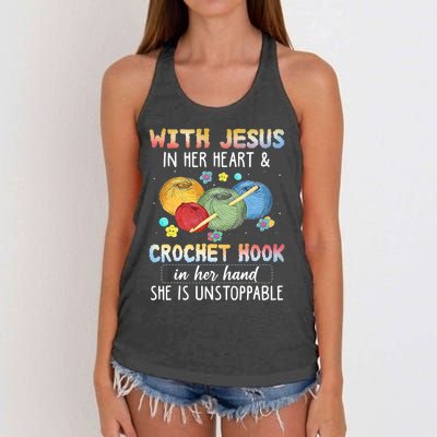 With Jesus In Her Heart & Crochet Hook Women's Knotted Racerback Tank