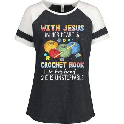 With Jesus In Her Heart & Crochet Hook Enza Ladies Jersey Colorblock Tee