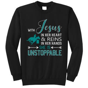 With Jesus In Her Heart And Reins In Her Hands She Is Sweatshirt