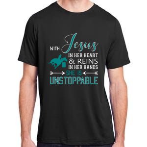 With Jesus In Her Heart And Reins In Her Hands She Is Adult ChromaSoft Performance T-Shirt