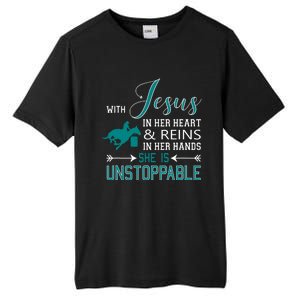 With Jesus In Her Heart And Reins In Her Hands She Is Tall Fusion ChromaSoft Performance T-Shirt