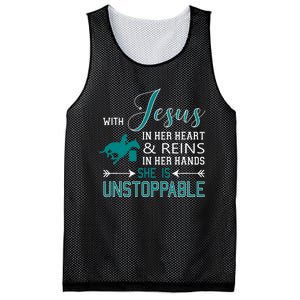 With Jesus In Her Heart And Reins In Her Hands She Is Mesh Reversible Basketball Jersey Tank