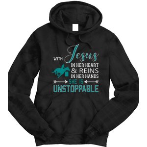 With Jesus In Her Heart And Reins In Her Hands She Is Tie Dye Hoodie