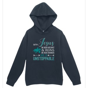 With Jesus In Her Heart And Reins In Her Hands She Is Urban Pullover Hoodie