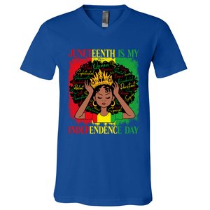 Wo Juneteenth Is My Independence Blm Black History Month Cool Gift V-Neck T-Shirt