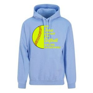 With Jesus In Her Heart She's Unstoppable Softball Gift Unisex Surf Hoodie