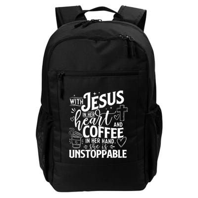 With Jesus In Her Heart And Coffee In Her Hand Faith Daily Commute Backpack