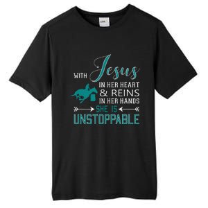 With Jesus In Her Heart And Reins In Her Hands She Is Tall Fusion ChromaSoft Performance T-Shirt