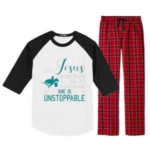 With Jesus In Her Heart And Reins In Her Hands She Is Raglan Sleeve Pajama Set