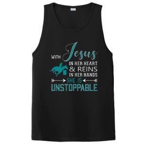 With Jesus In Her Heart And Reins In Her Hands She Is PosiCharge Competitor Tank