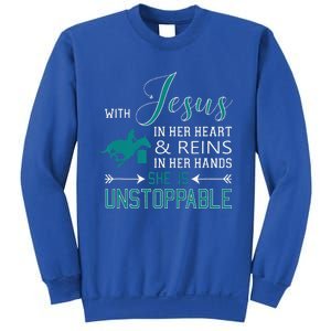 With Jesus In Her Heart And Reins In Her Hands She Is Sweatshirt