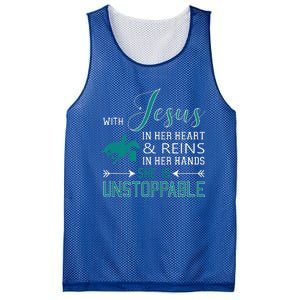 With Jesus In Her Heart And Reins In Her Hands She Is Mesh Reversible Basketball Jersey Tank