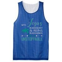 With Jesus In Her Heart And Reins In Her Hands She Is Mesh Reversible Basketball Jersey Tank