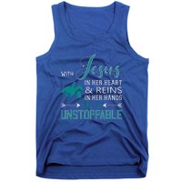 With Jesus In Her Heart And Reins In Her Hands She Is Tank Top