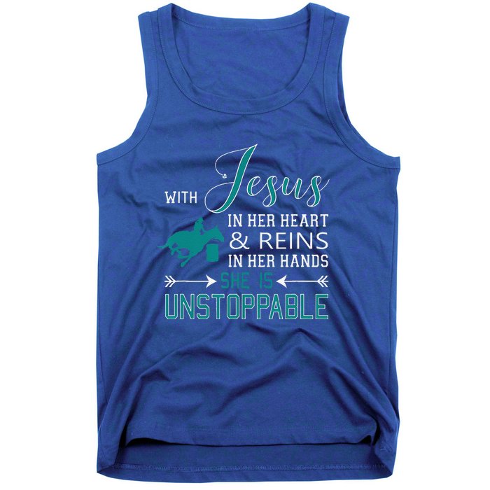 With Jesus In Her Heart And Reins In Her Hands She Is Tank Top