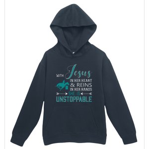 With Jesus In Her Heart And Reins In Her Hands She Is Urban Pullover Hoodie