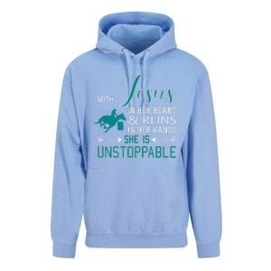 With Jesus In Her Heart And Reins In Her Hands She Is Unisex Surf Hoodie