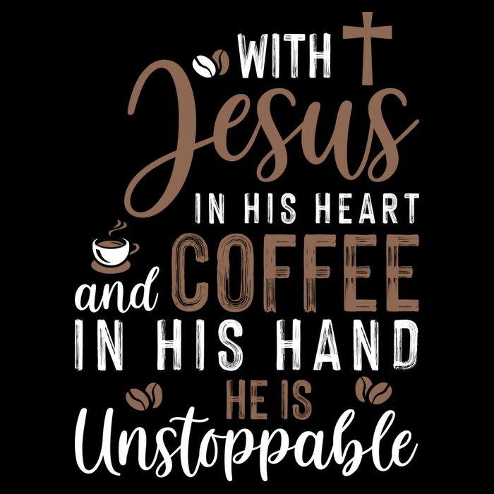 With Jesus In His Heart And Coffee In His Hand He Is Unstoppable 16 in Basic Backpack
