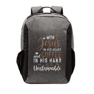 With Jesus In His Heart And Coffee In His Hand He Is Unstoppable Vector Backpack