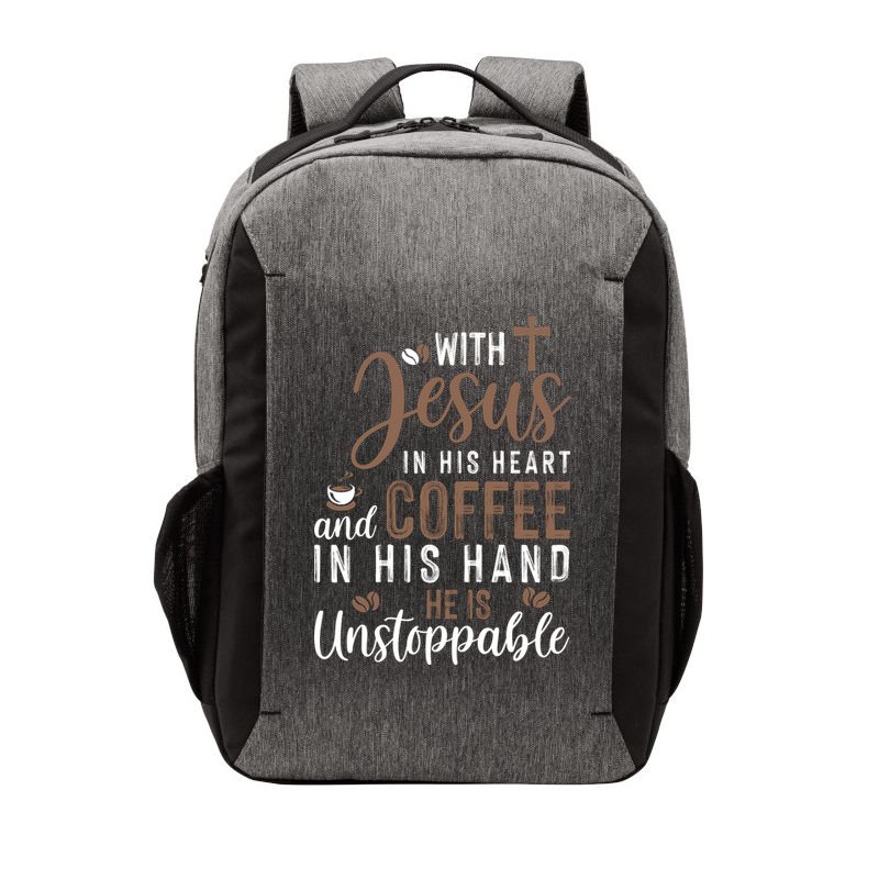 With Jesus In His Heart And Coffee In His Hand He Is Unstoppable Vector Backpack