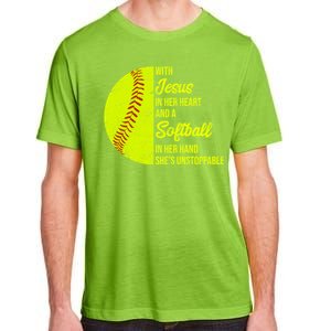 With Jesus In Her Heart Softball Gift Adult ChromaSoft Performance T-Shirt