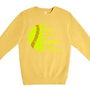 With Jesus In Her Heart Softball Gift Premium Crewneck Sweatshirt