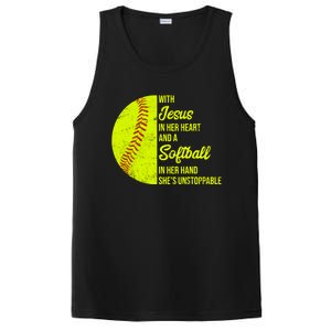 With Jesus In Her Heart Softball Gift PosiCharge Competitor Tank