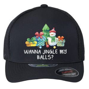 Wanna Jingle My Balls Christmas Adult Humor Xmas Gift Flexfit Unipanel Trucker Cap