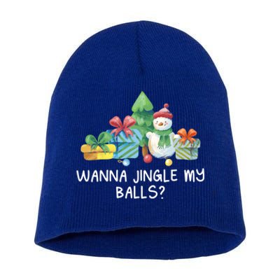 Wanna Jingle My Balls Christmas Adult Humor Xmas Gift Short Acrylic Beanie