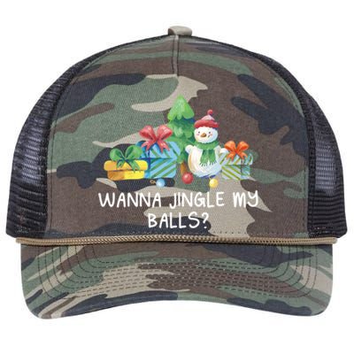 Wanna Jingle My Balls Christmas Adult Humor Xmas Gift Retro Rope Trucker Hat Cap