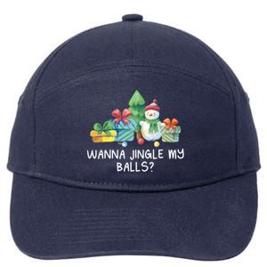 Wanna Jingle My Balls Christmas Adult Humor Xmas Gift 7-Panel Snapback Hat