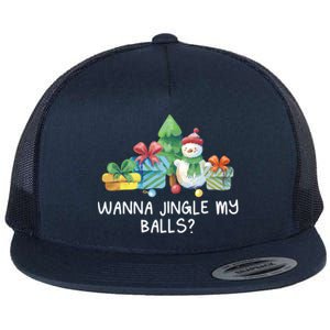 Wanna Jingle My Balls Christmas Adult Humor Xmas Gift Flat Bill Trucker Hat