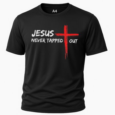 Wrestling Jesus Never Tapped Out Christian Wrestle Cooling Performance Crew T-Shirt