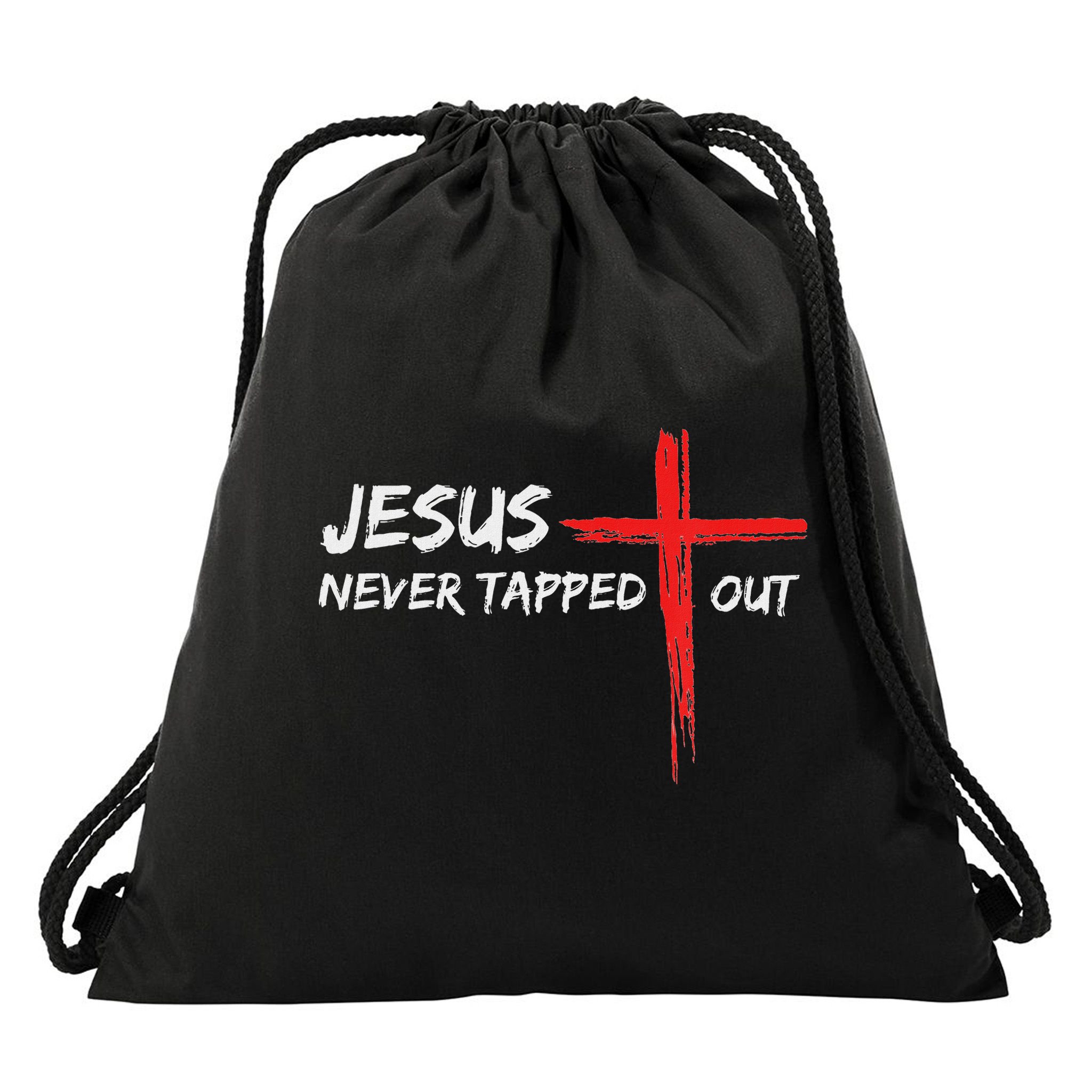 Wrestling Jesus Never Tapped Out Christian Wrestle Drawstring Bag