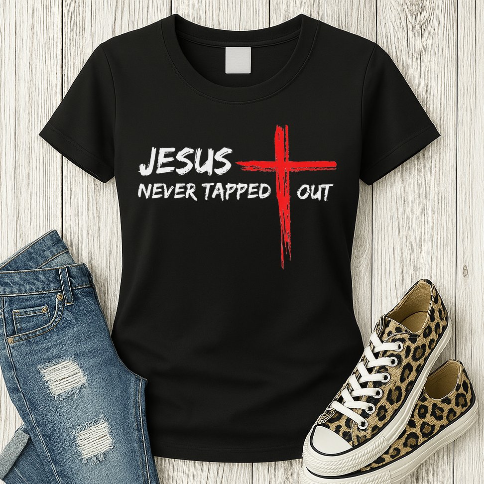 Wrestling Jesus Never Tapped Out Christian Wrestle Womens T-Shirt