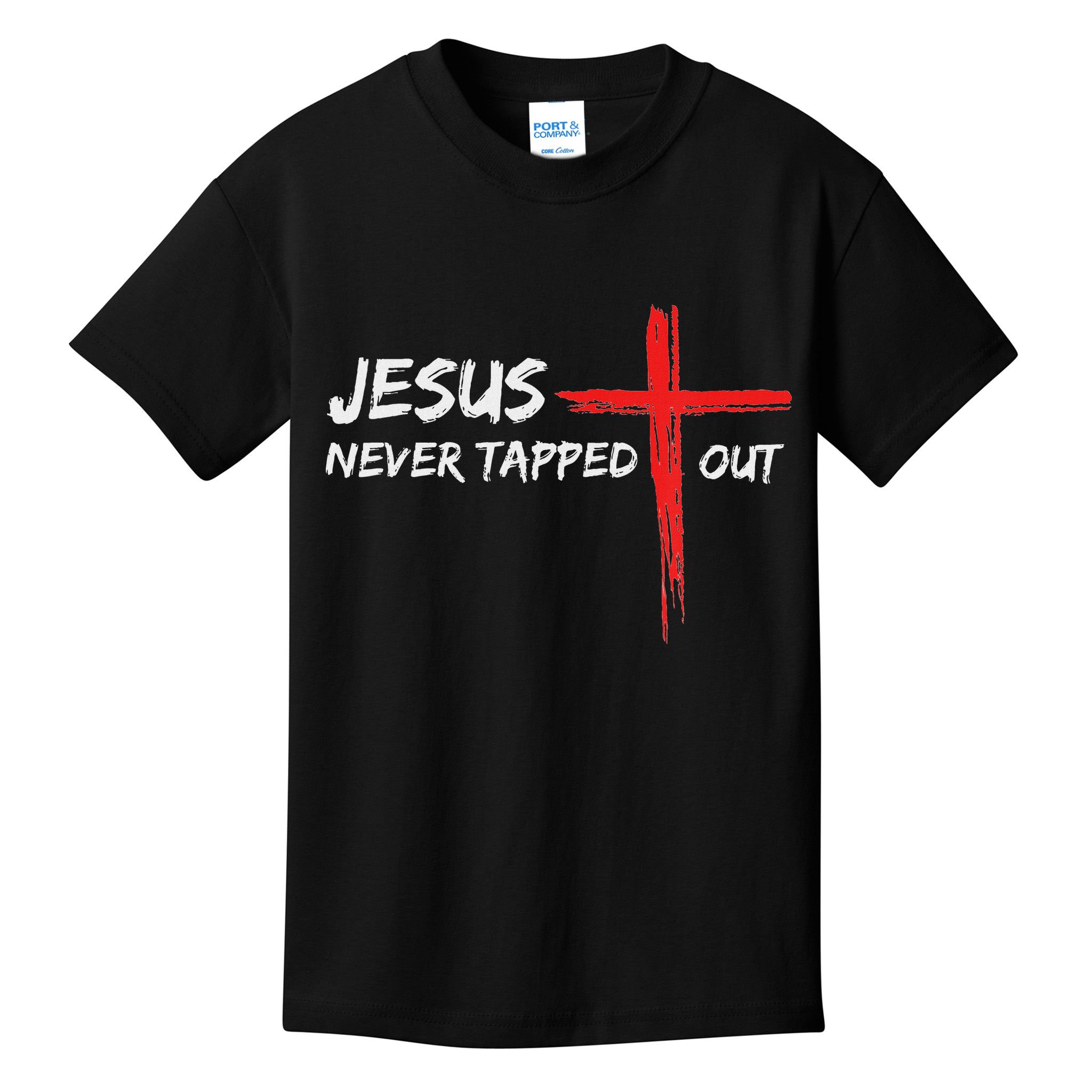 Wrestling Jesus Never Tapped Out Christian Wrestle Kids T-Shirt
