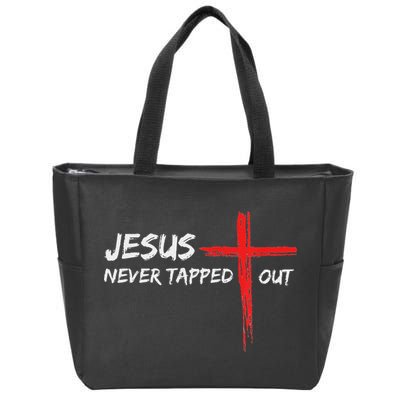 Wrestling Jesus Never Tapped Out Christian Wrestle Zip Tote Bag