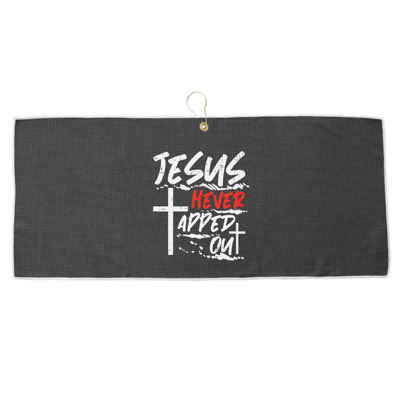 Wrestling Jesus Never Tapped Out Christian Wrestle Large Microfiber Waffle Golf Towel