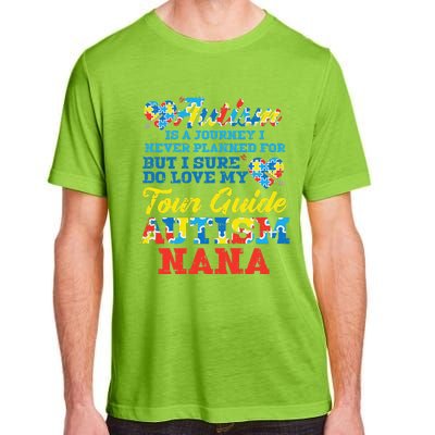 WoAutism Journey Never Planned Tour Guide Nana Grandma Women Adult ChromaSoft Performance T-Shirt