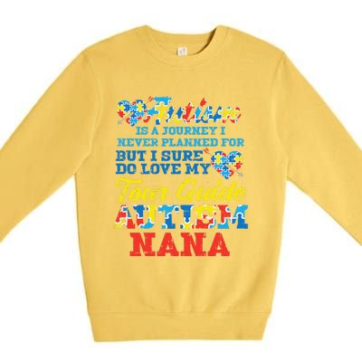 WoAutism Journey Never Planned Tour Guide Nana Grandma Women Premium Crewneck Sweatshirt