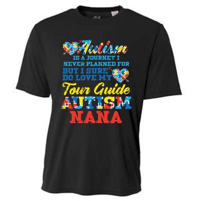 WoAutism Journey Never Planned Tour Guide Nana Grandma Women Cooling Performance Crew T-Shirt