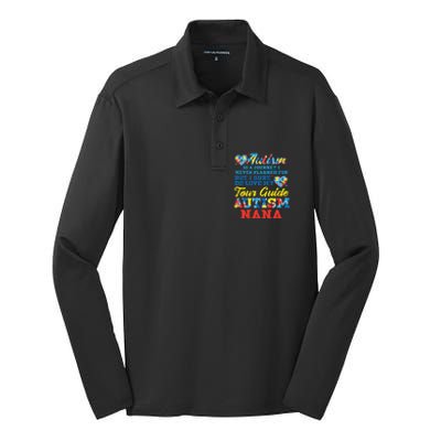 WoAutism Journey Never Planned Tour Guide Nana Grandma Women Silk Touch Performance Long Sleeve Polo